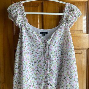 J. Crew- Cap Sleeve Button Down Tank- Size XL